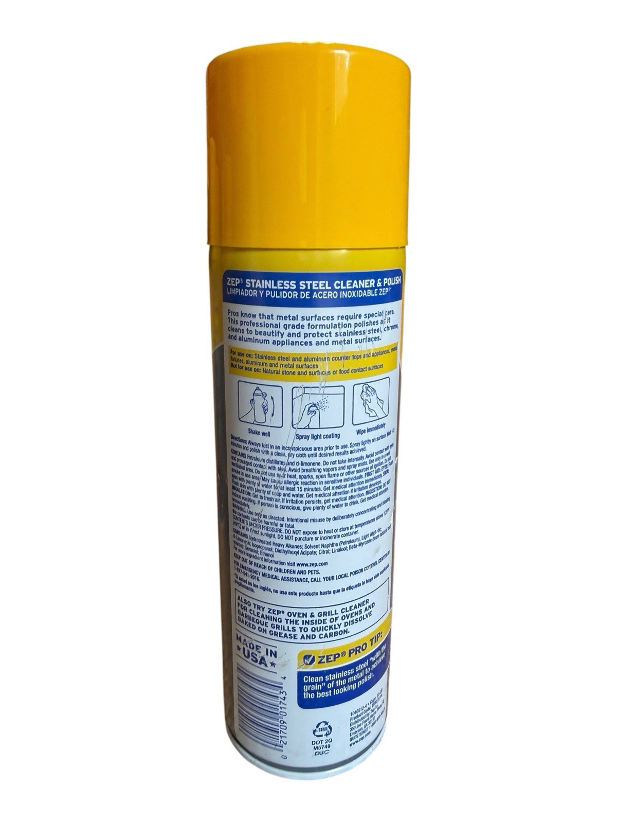 Zep Stainless Steel Cleaner & Polish (ZUSSTL144) Case of 4x 14oz Spray Cans