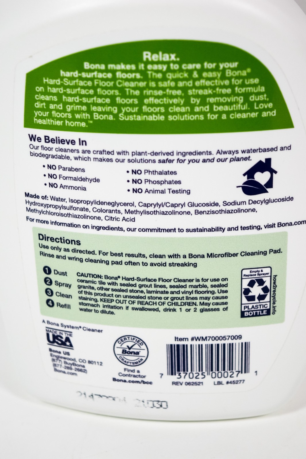 1 Bona Hard-Surface Floor Cleaner Spray Quick and Easy Cleaning 22 fl oz bottle