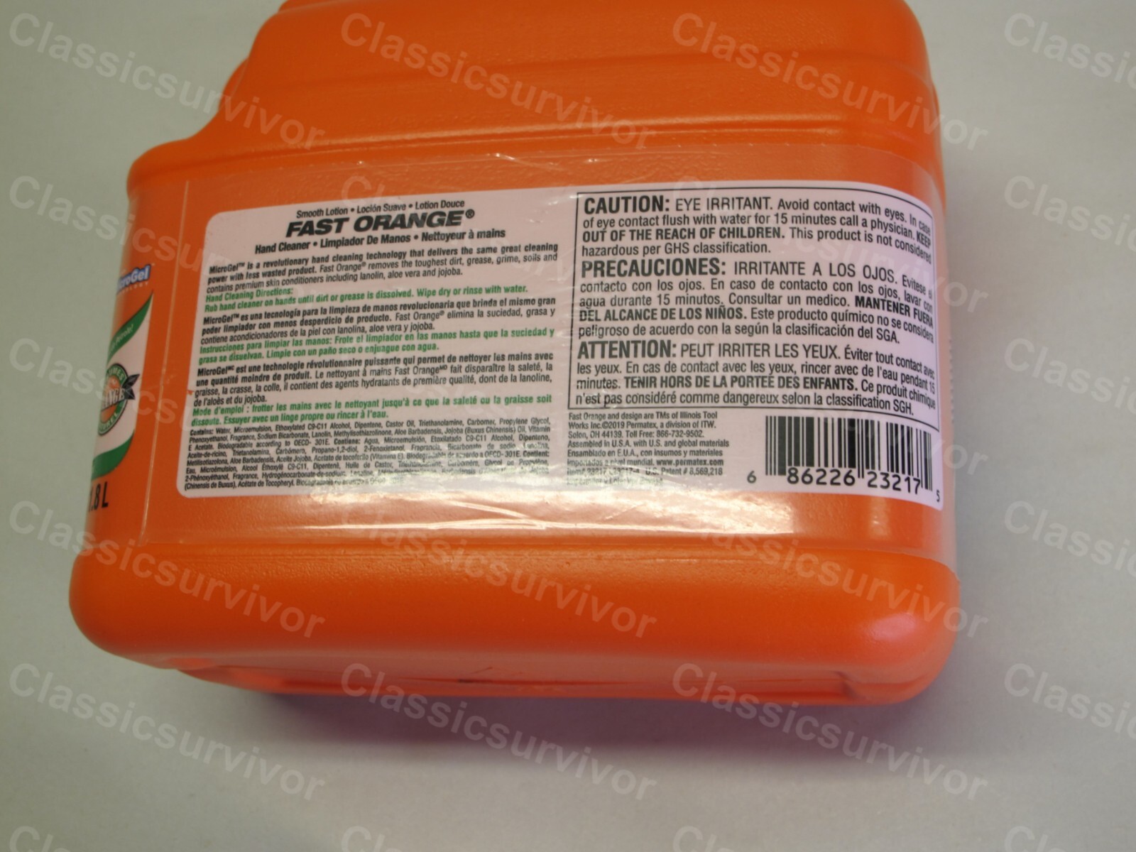 Permatex 23217 Fast Orange Smooth Lotion Hand Cleaner 64oz Bottle