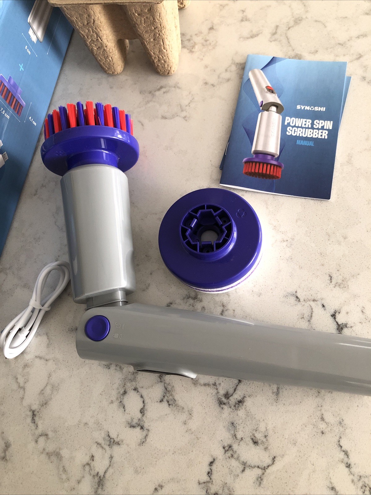 Synoshi Cordless Power Spin Scrubber Rechargeable – Upgraded Battery