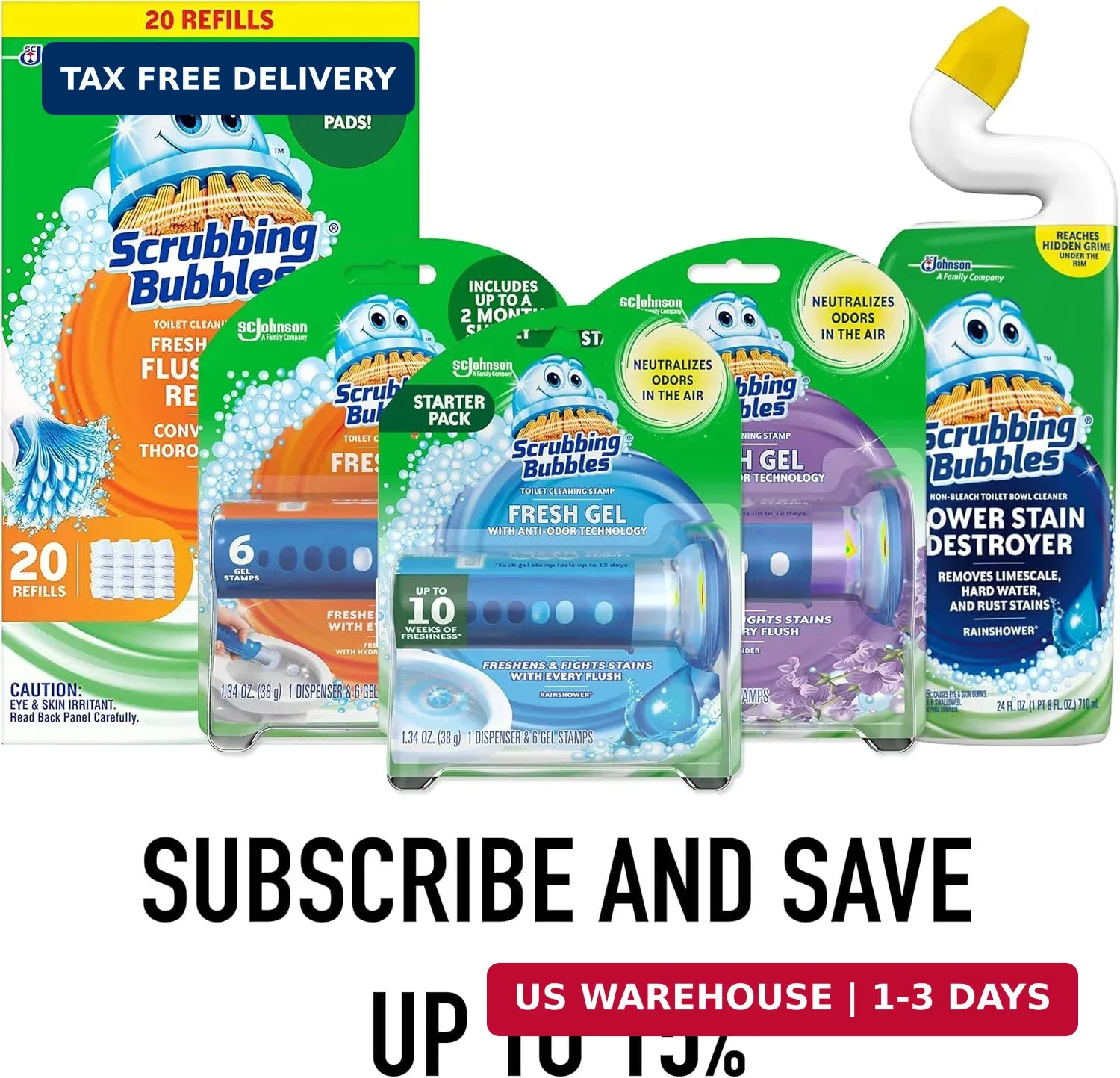 Scrubbing Bubbles Fresh Gel Toilet Bowl Cleaning Stamps, Helps Keep Toilet Clean