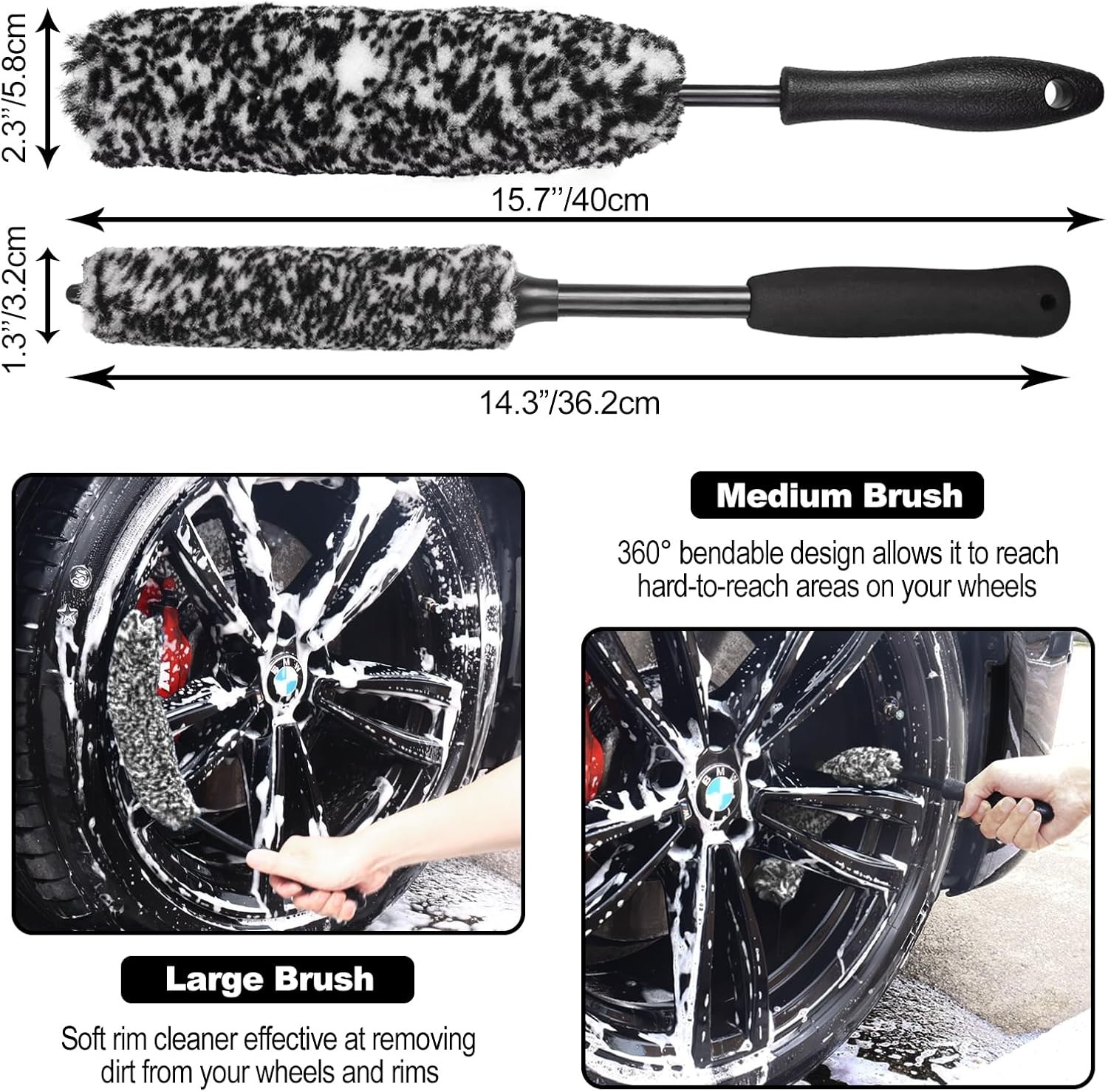 3PCS Wheel Brush Kit for Cleaning Wheel and Tire, Wheel and Rim Brush, Car De…