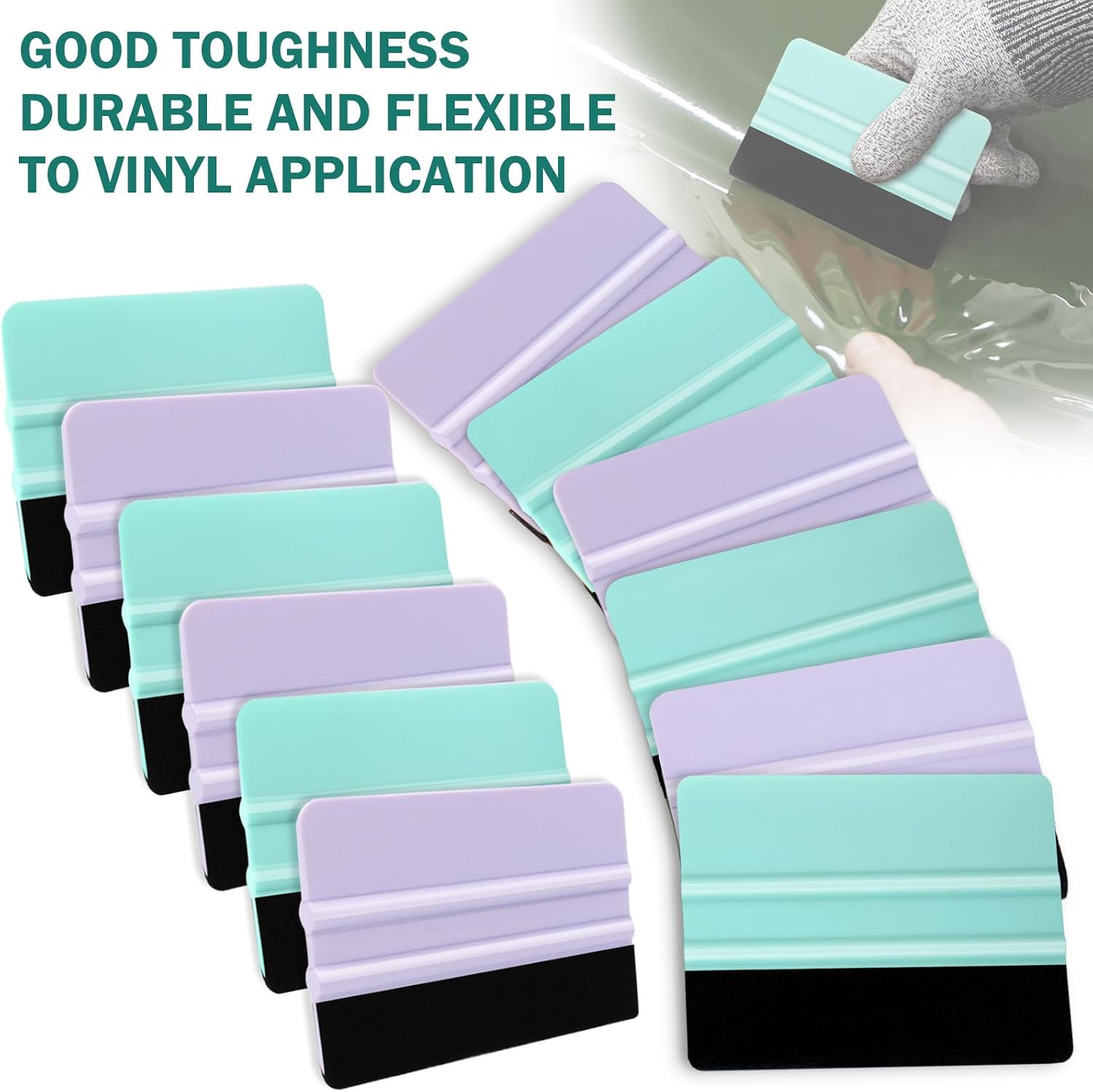Squeegee for Vinyl- Felt Vinyl Squeegee 2 Pcs,Purple and Teal Squeegees Scraper