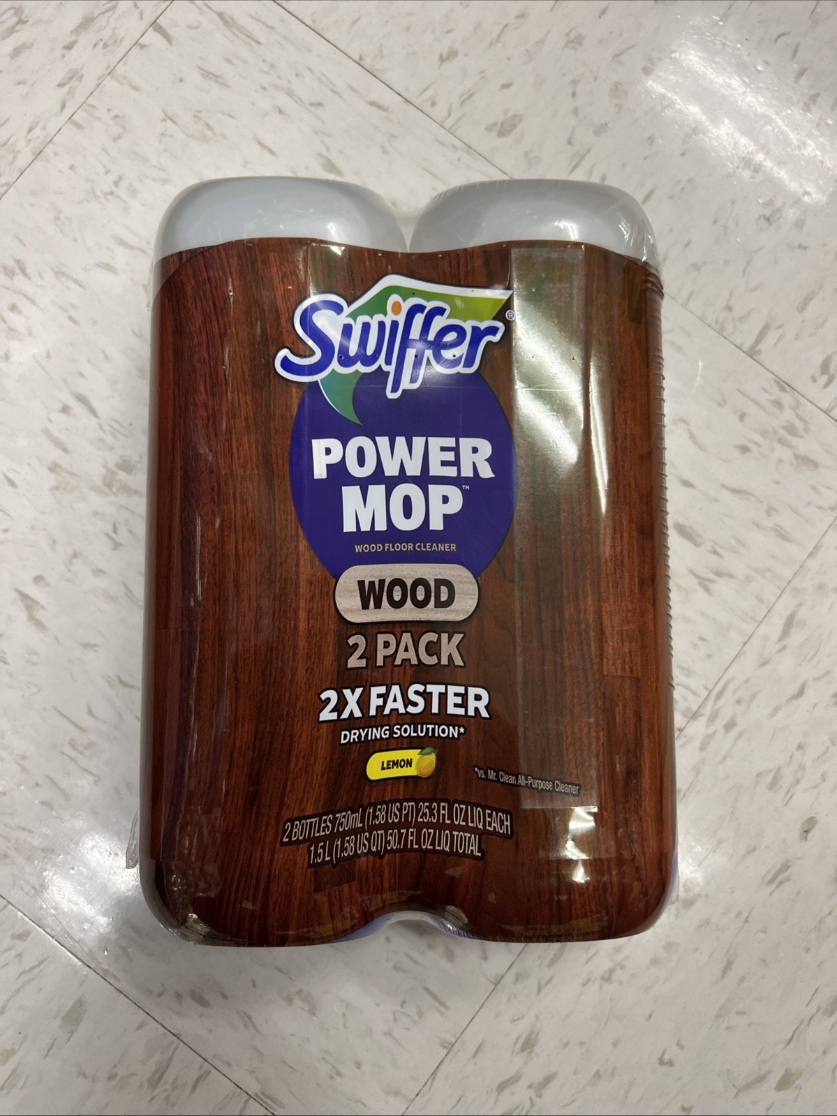 Swiffer Power Mop Wood Quickdry Floor Cleaner – 2 Pack 25.3 oz. each NEW SEALED