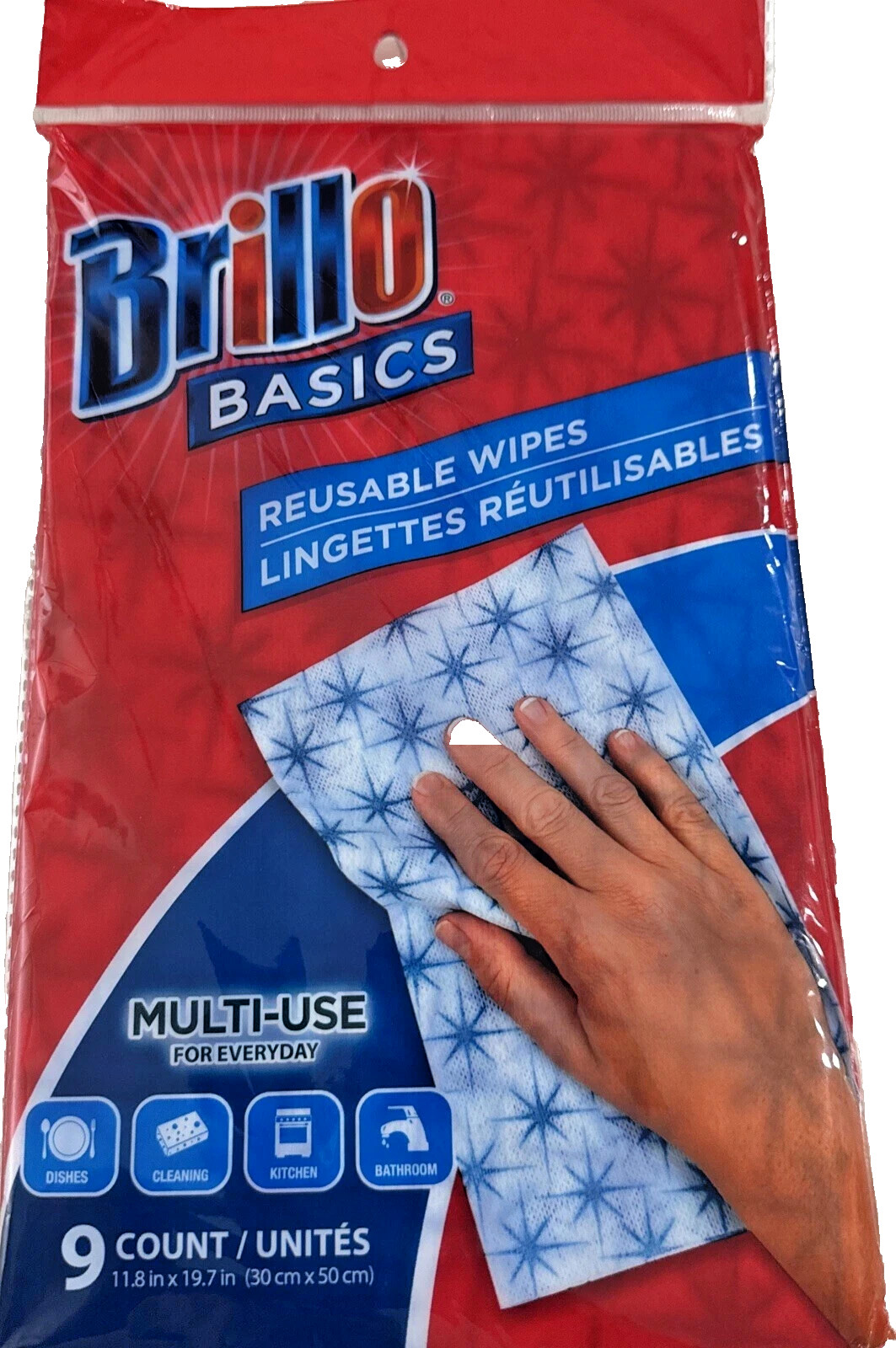 Brillo Basics Reusable Wipes Multi Use 9 Count. LOT OF 3 PACKS