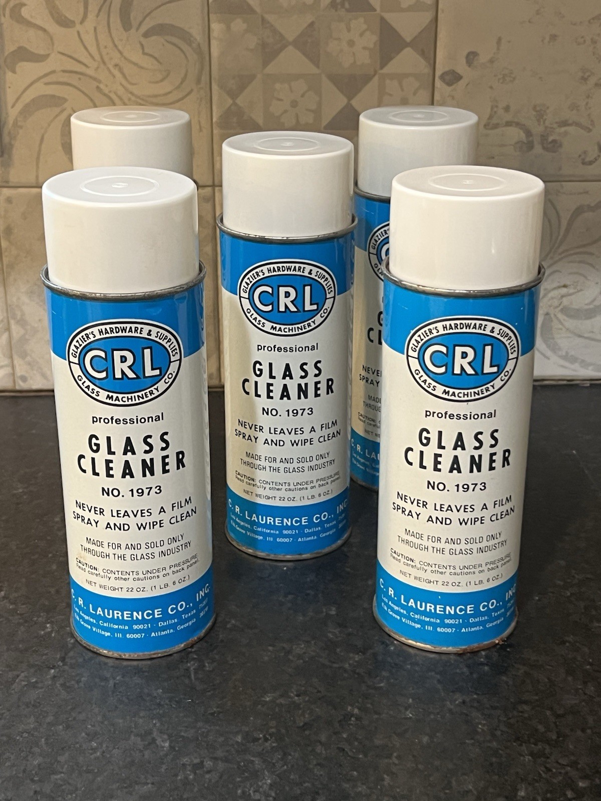 Lot of 5 – 22 oz each CRL 1973 Aerosol Glass Cleaner