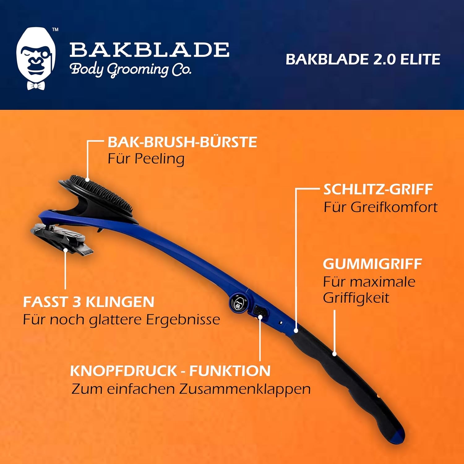 baKblade 2.0 Elite Back Shavers for Men: The DIY Back Hair Shaver for Men with