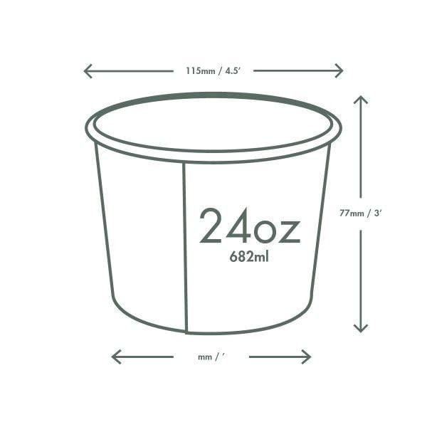 Vegware Compostable 24oz PLA Lined Paper Food Bowls, Case of 500, Disposable,