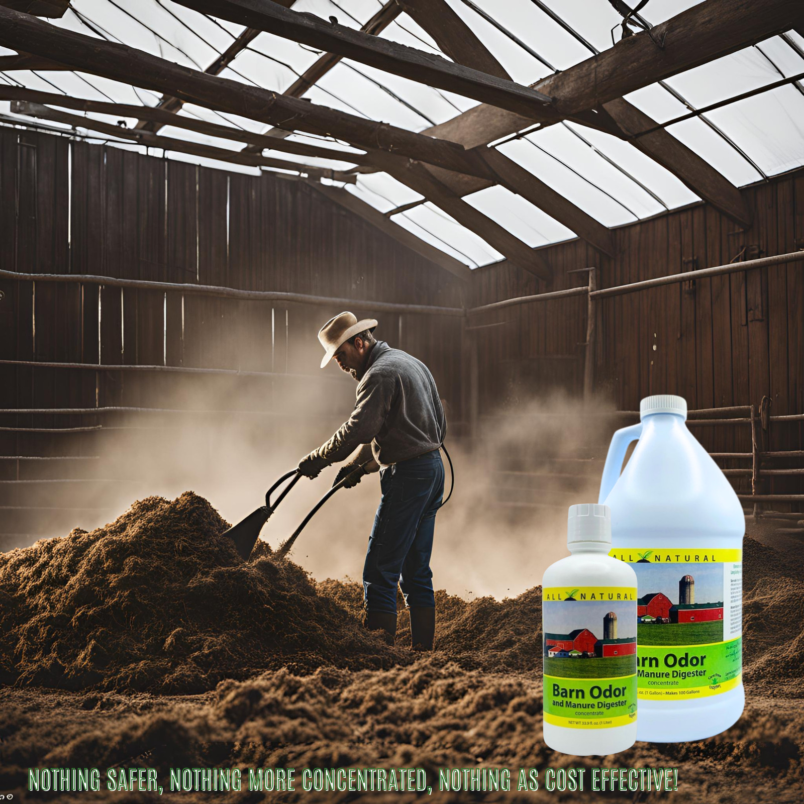 Concentrated Barn Deodorizer & Manure Digester | Ammonia Control for Livestock S