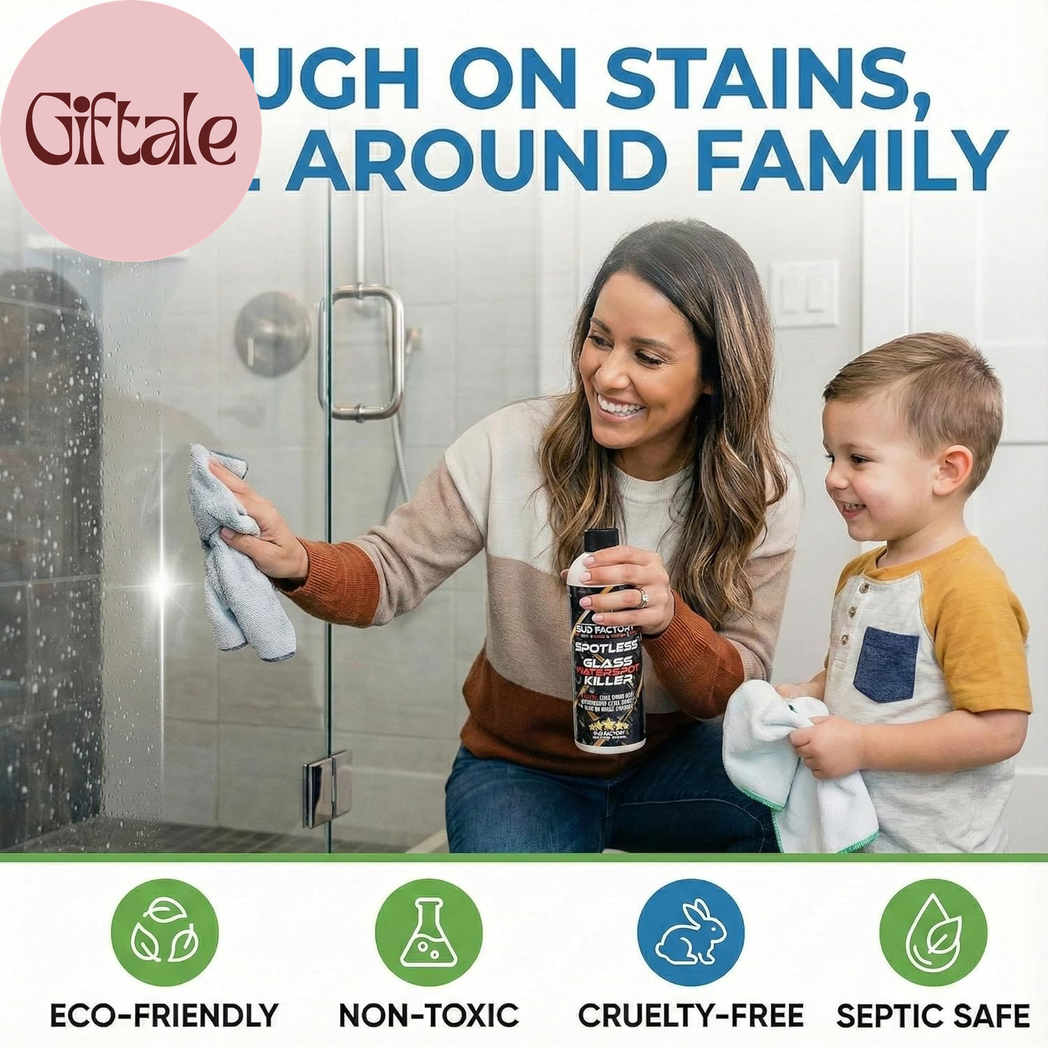 Hard Water Spot Remover for Glass Spotless X2 – Removes Water Stains from Shower