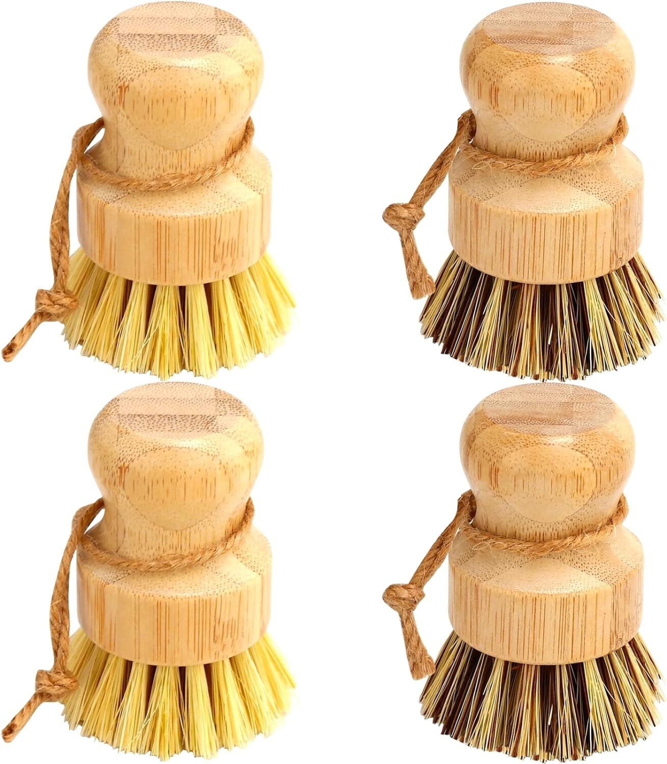 Bamboo Dish Brush Set 4 Pcs Palm Wooden Dish Scrubber Brush Bubble up Dish Brush