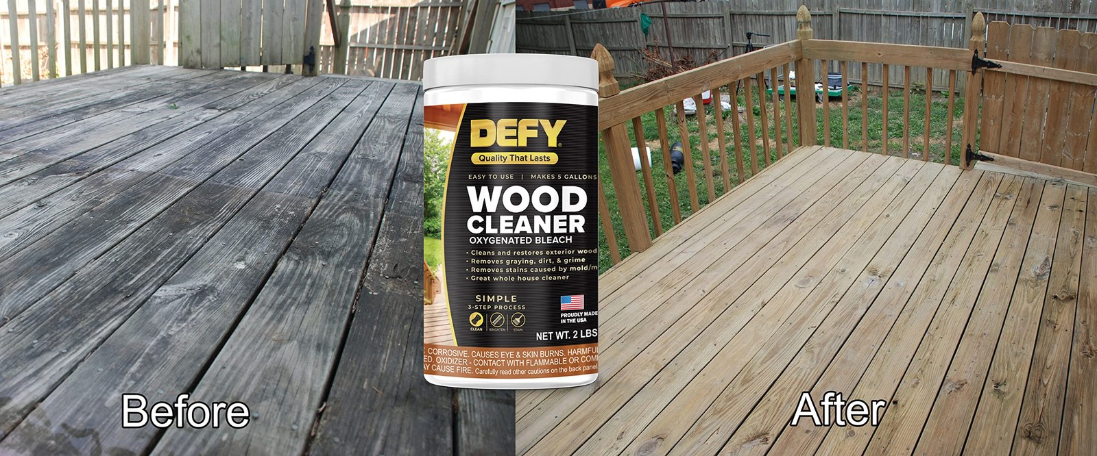 DEFY Wood Cleaner 32 Ounce Oxygen Bleach Deep Clean for Wood Surfaces