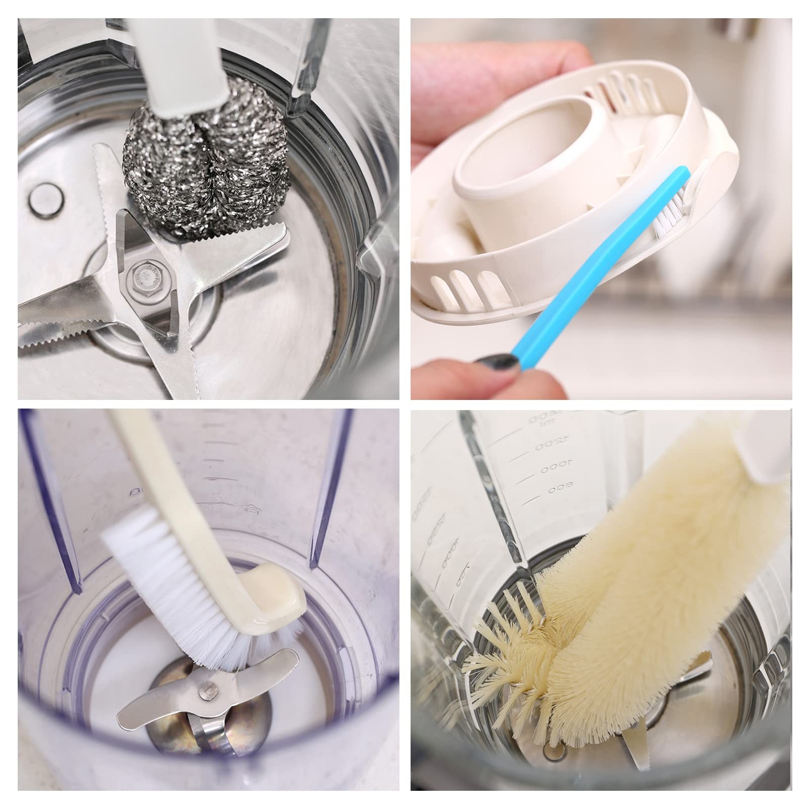 Portable Blender Cleaning Brush Set of 4 – With Hanging Hole – Long Handle – …