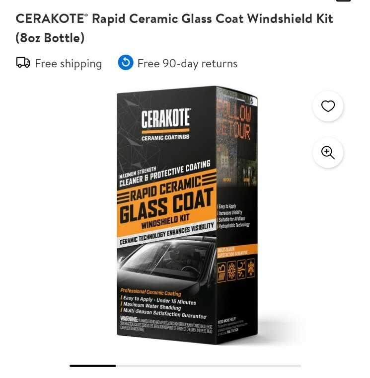 CERAKOTE® Rapid Ceramic Glass Coat Windshield Kit (8 Oz Bottle)– Max Strength
