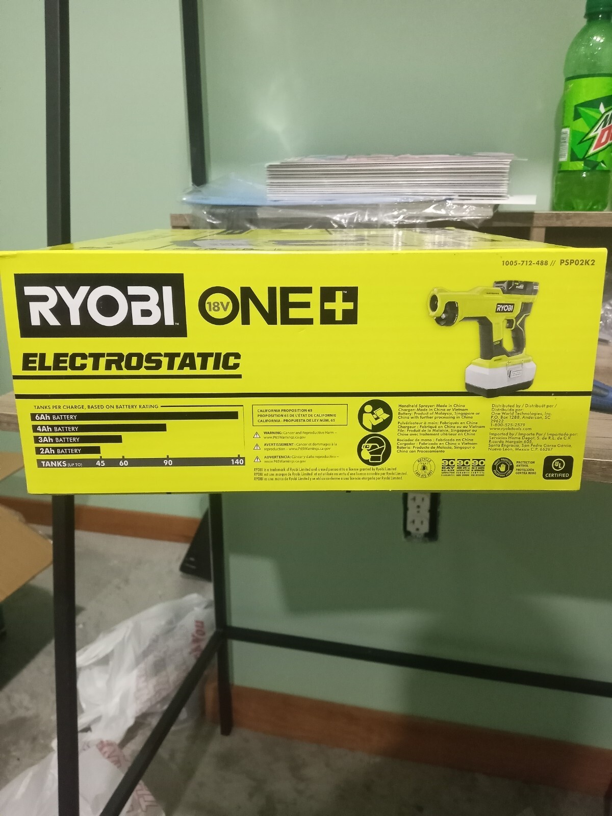 New Ryobi PSP02 – ONE+ 18V Cordless Handheld Electrostatic Sprayer (Tool Only)