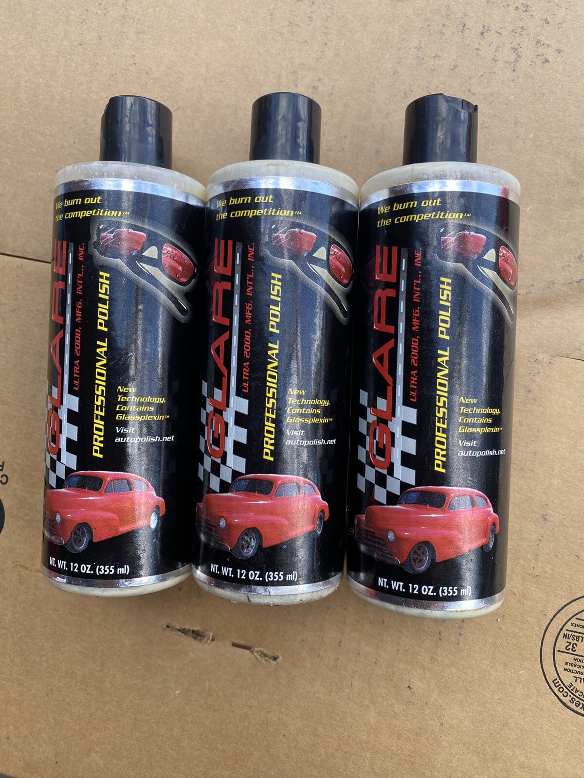 GLARE Ultra 2000 PROFESSIONAL Auto POLISH Wax NOT PESTICIDES 12OZ 3 Bottles Lot