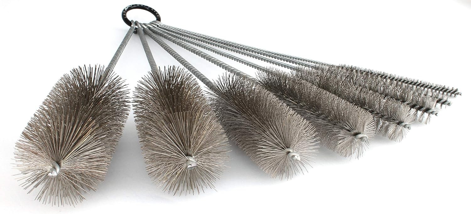 12 Inch Stainless Steel Pipe Cleaning Brush Set 8 Pcs Auto & Kitchen Use