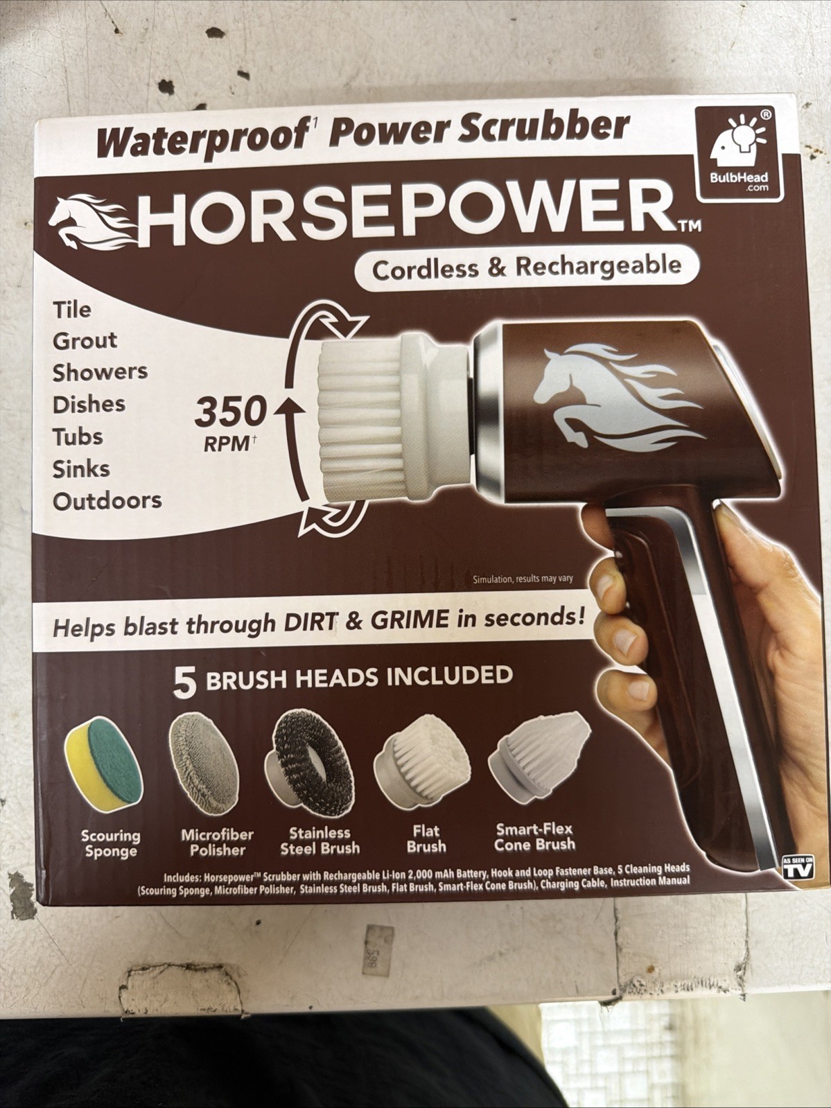 NEW Horsepower Cordless & Rechargeable Waterproof Power Scrubber