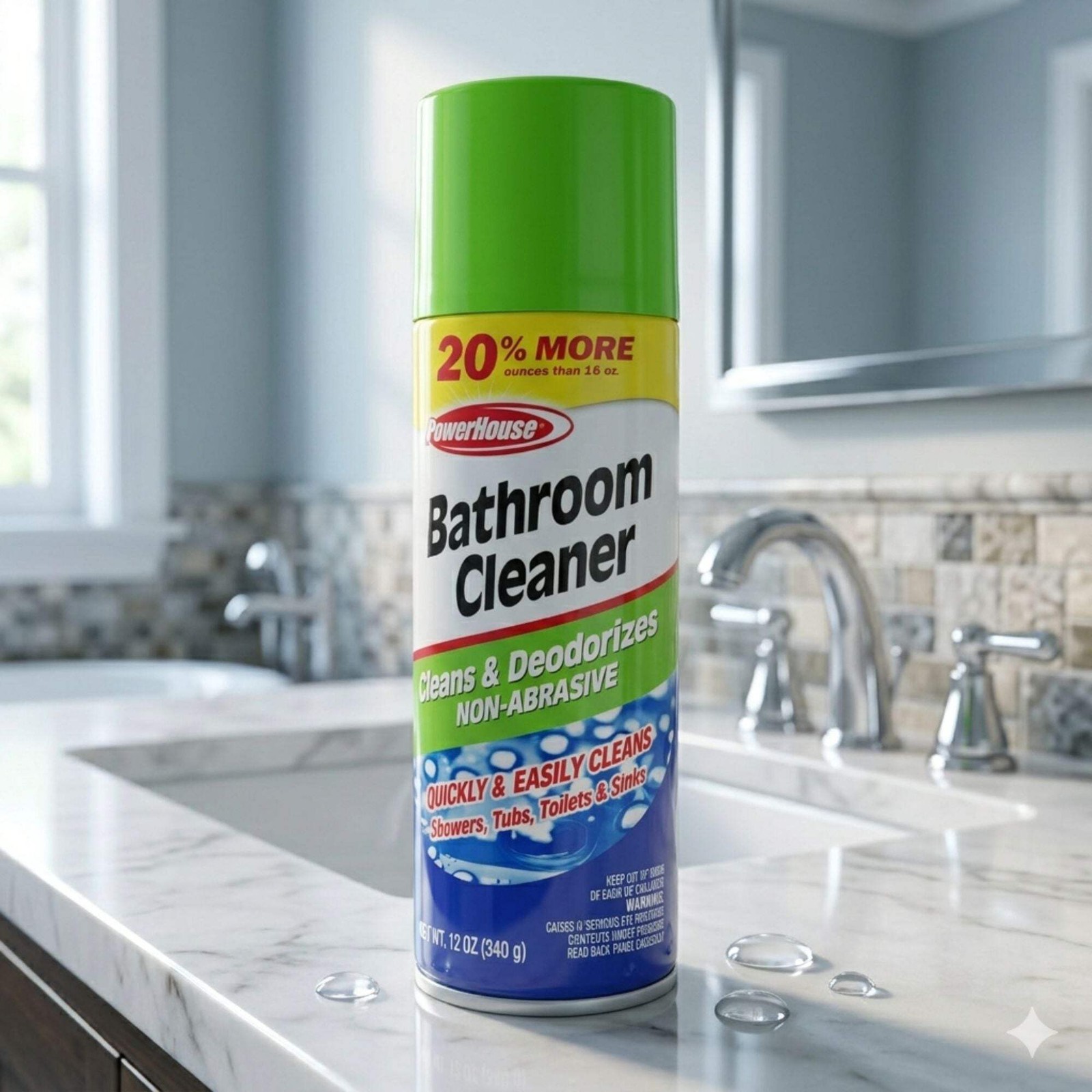 12oz Bathroom Cleaner Spray: Non-Abrasive Cleans Deodorizes PowerHouse