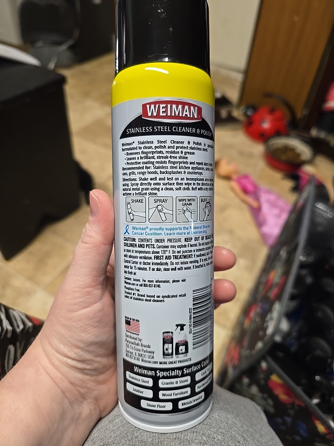 Weiman Stainless Steel Cleaner & Polish 12 Oz Aerosol Can New Streak-Free Shine