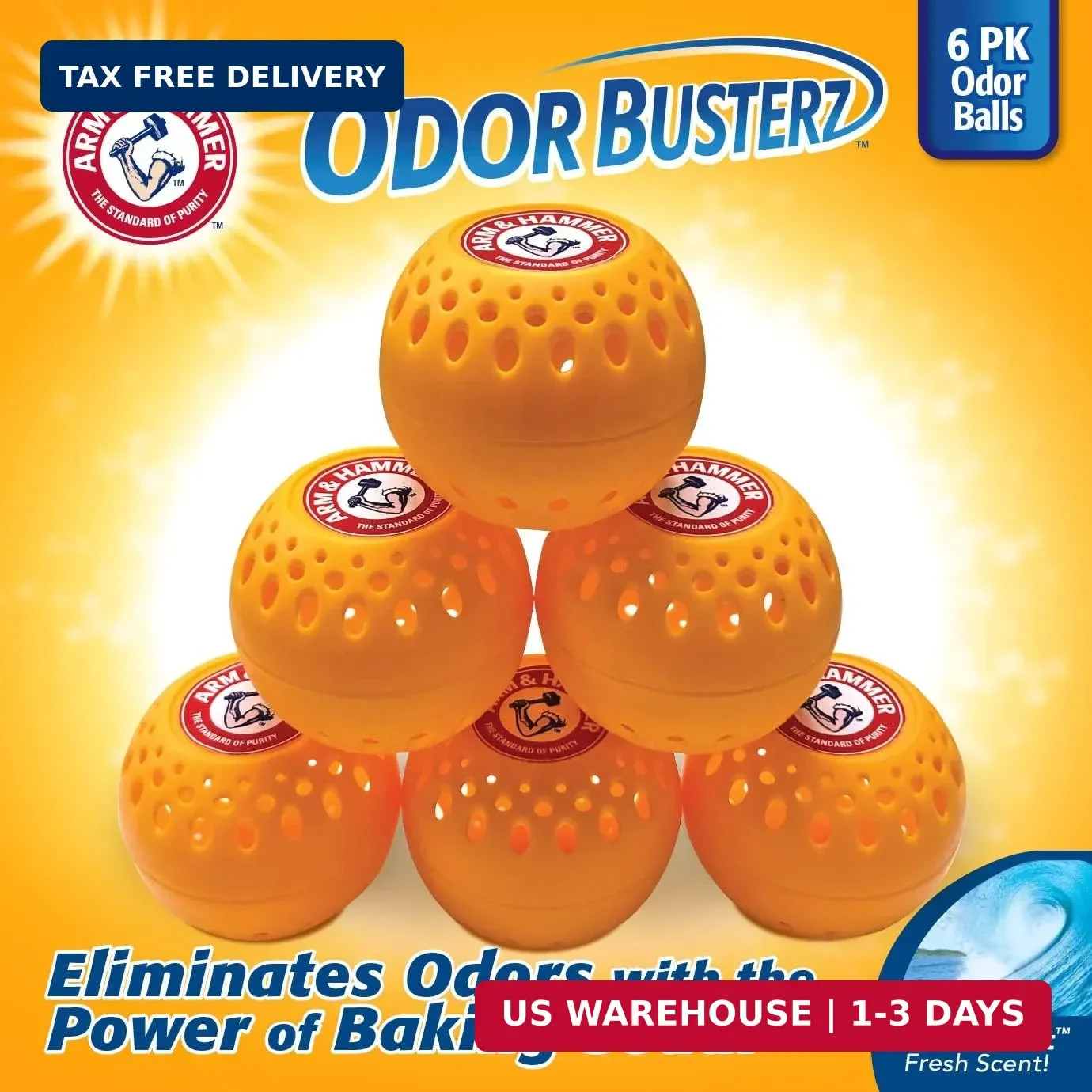 Arm & Hammer Odor Busterz Balls Deodorizer – 6 Count Orange Scented with 3 Count