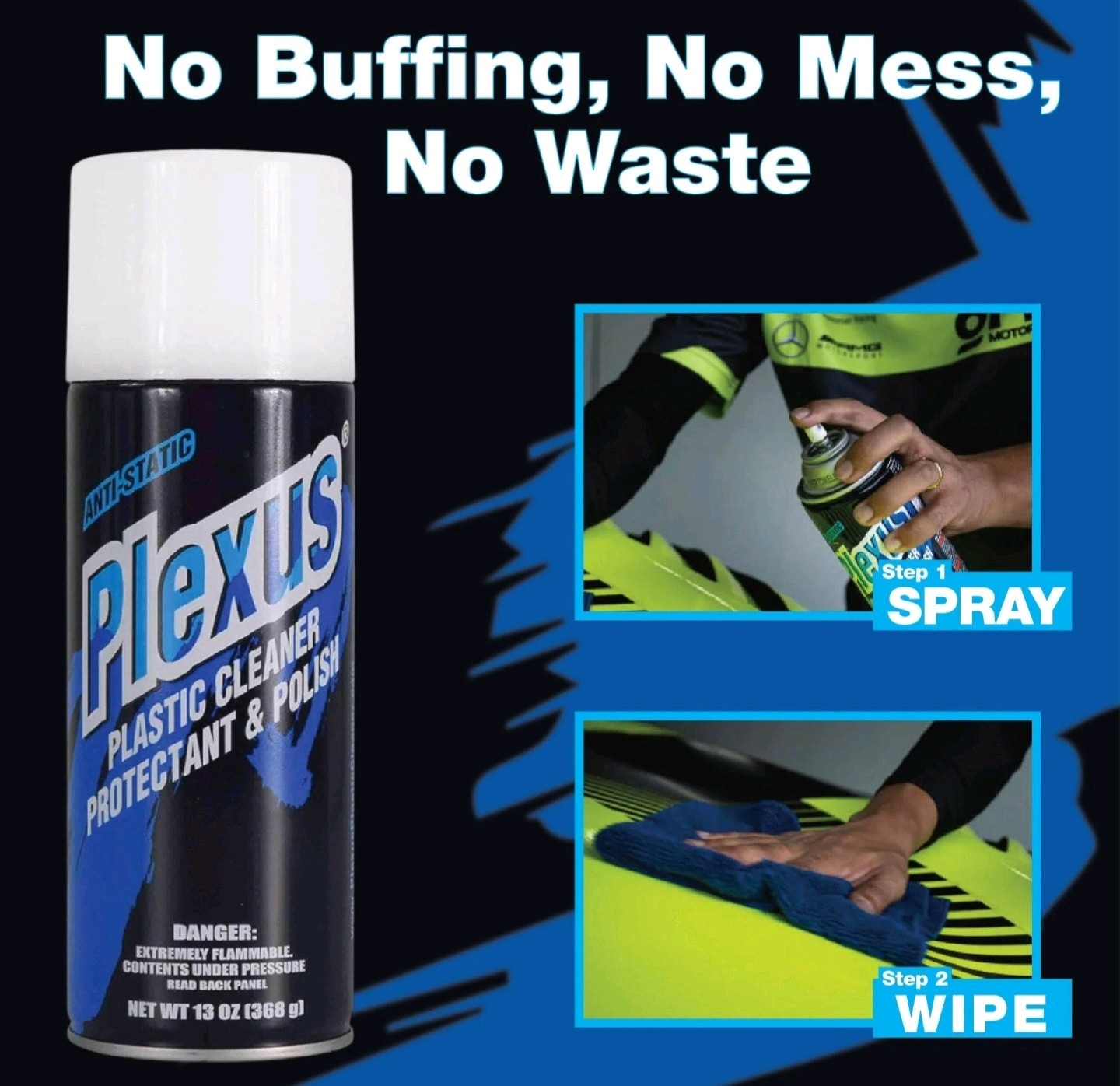 3 Plexus Clear & Colored Plastic Window Cleaner Cans, 13 oz PLX20214