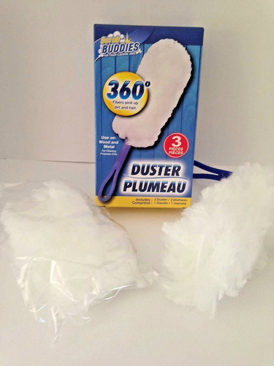 4X Scrub Buddies Multi Surface Duster 360 Fluffy All Round 1_Handle 2_Dusters/Pk