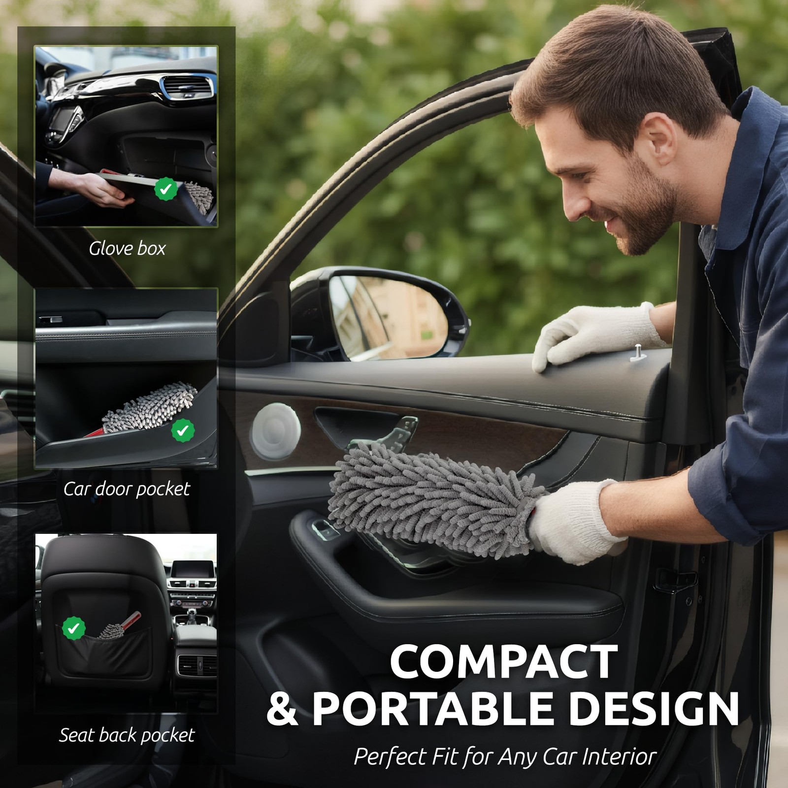 360° Microfiber Car Duster with Comfort Handle & Towel for Home Use