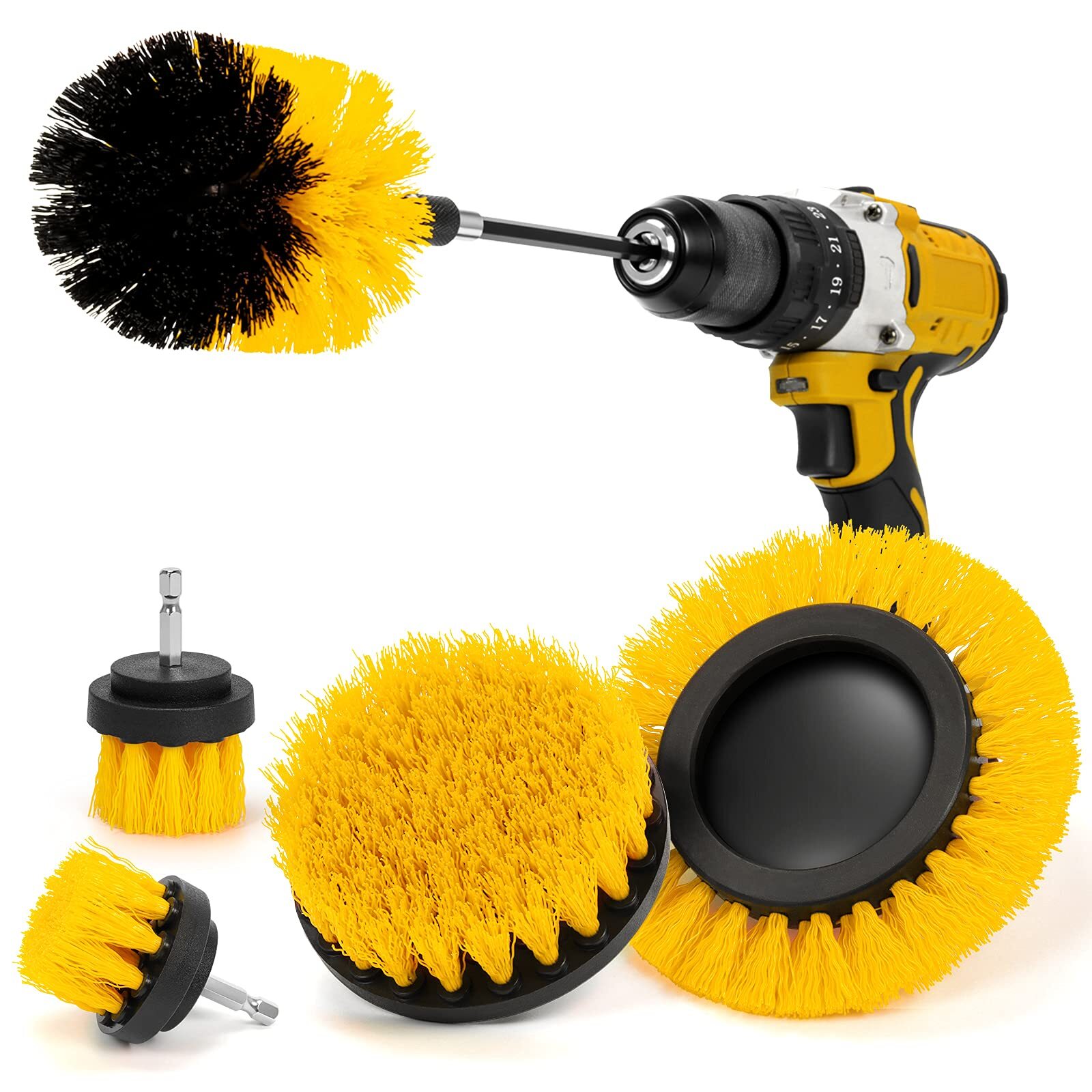 6Pack Drill Brush Attachment Set for Grout Floor Tub Shower Tile Bathroom