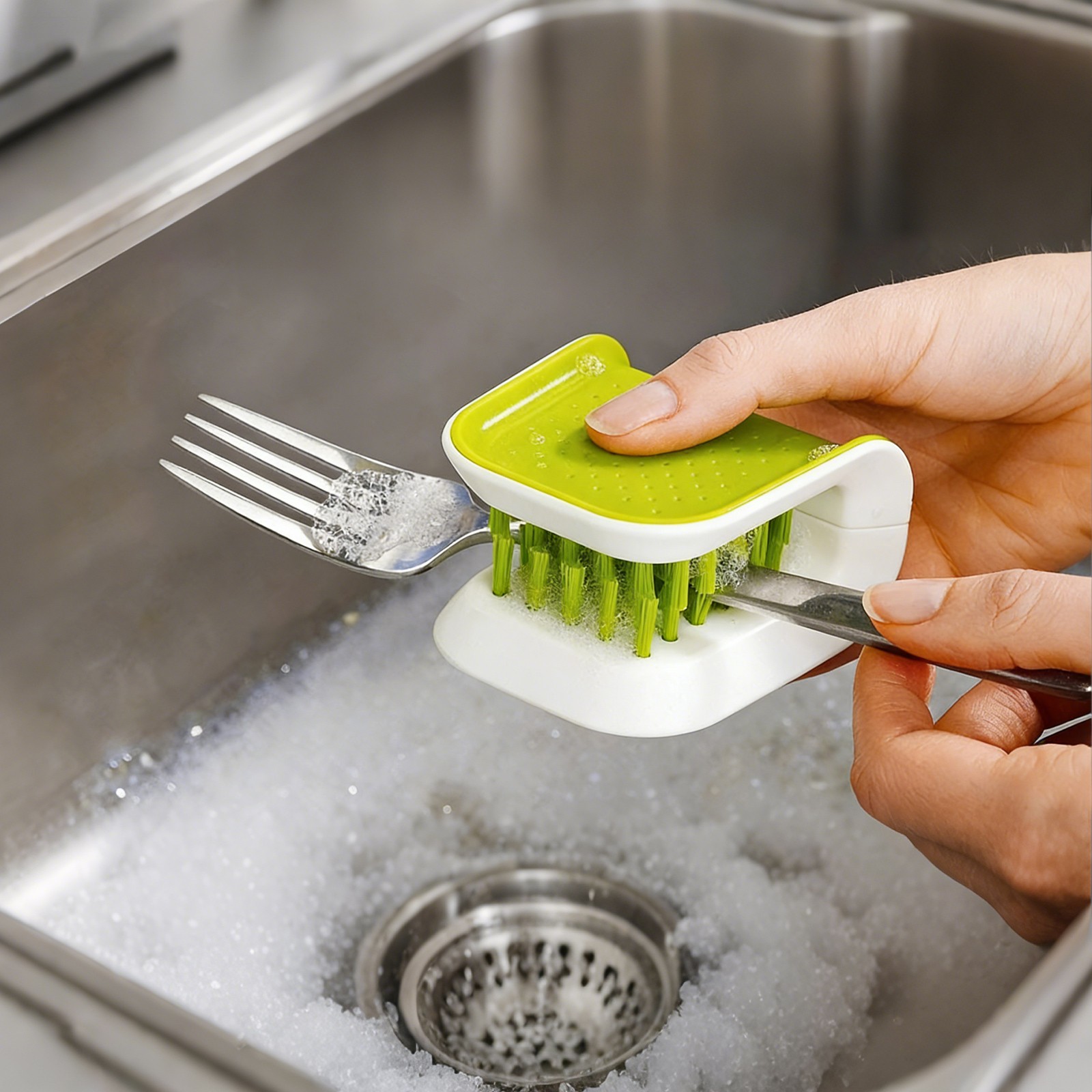 2PCS Blade Brush Knife Cleaner Cutlery Scrubber Non-Slip Kitchen Washing Tool US