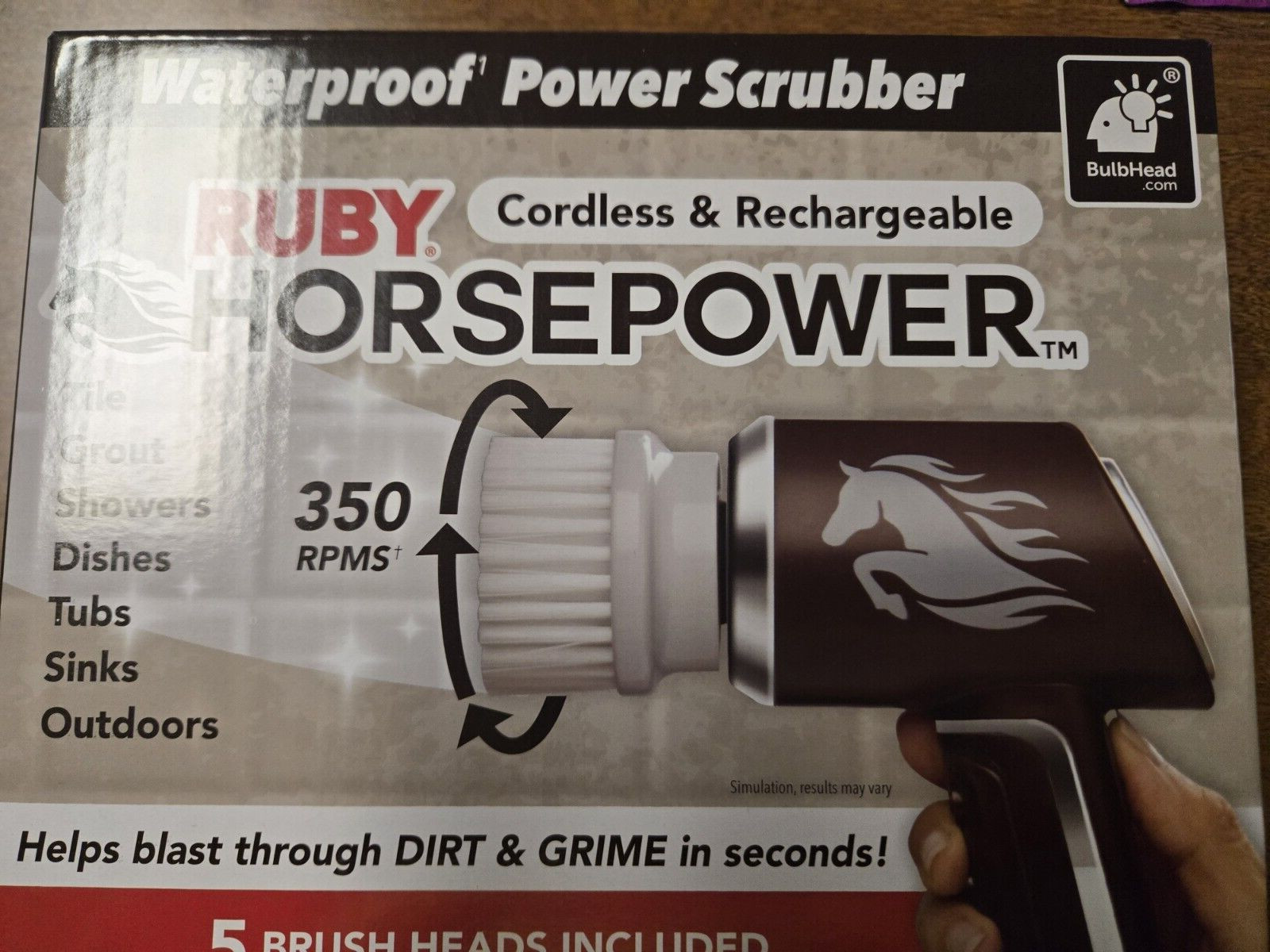 Ruby Horsepower Handheld Cordless Rechargeable Spinning Power Scrubber