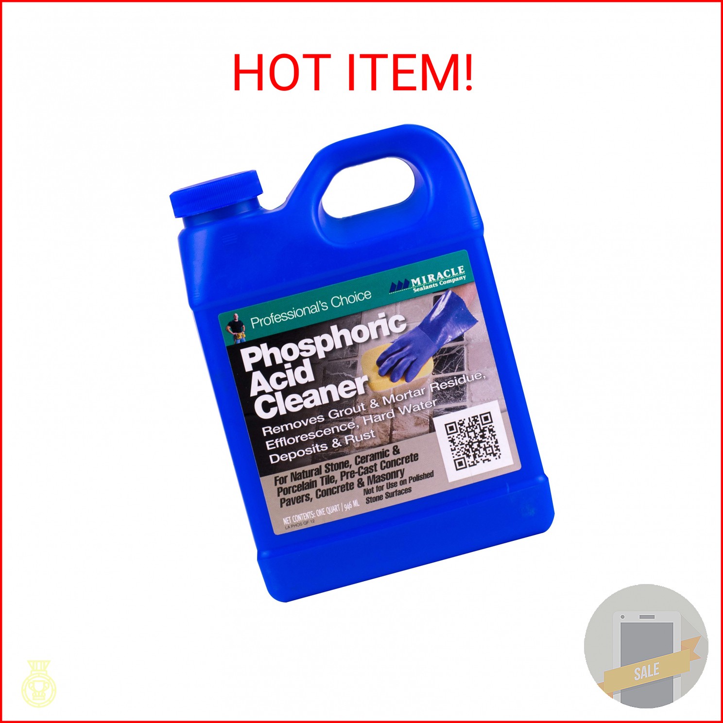 Miracle Sealants Phosphoric Acidic Cleaner for Tile, Stone, Pavers & Masonry, Gr