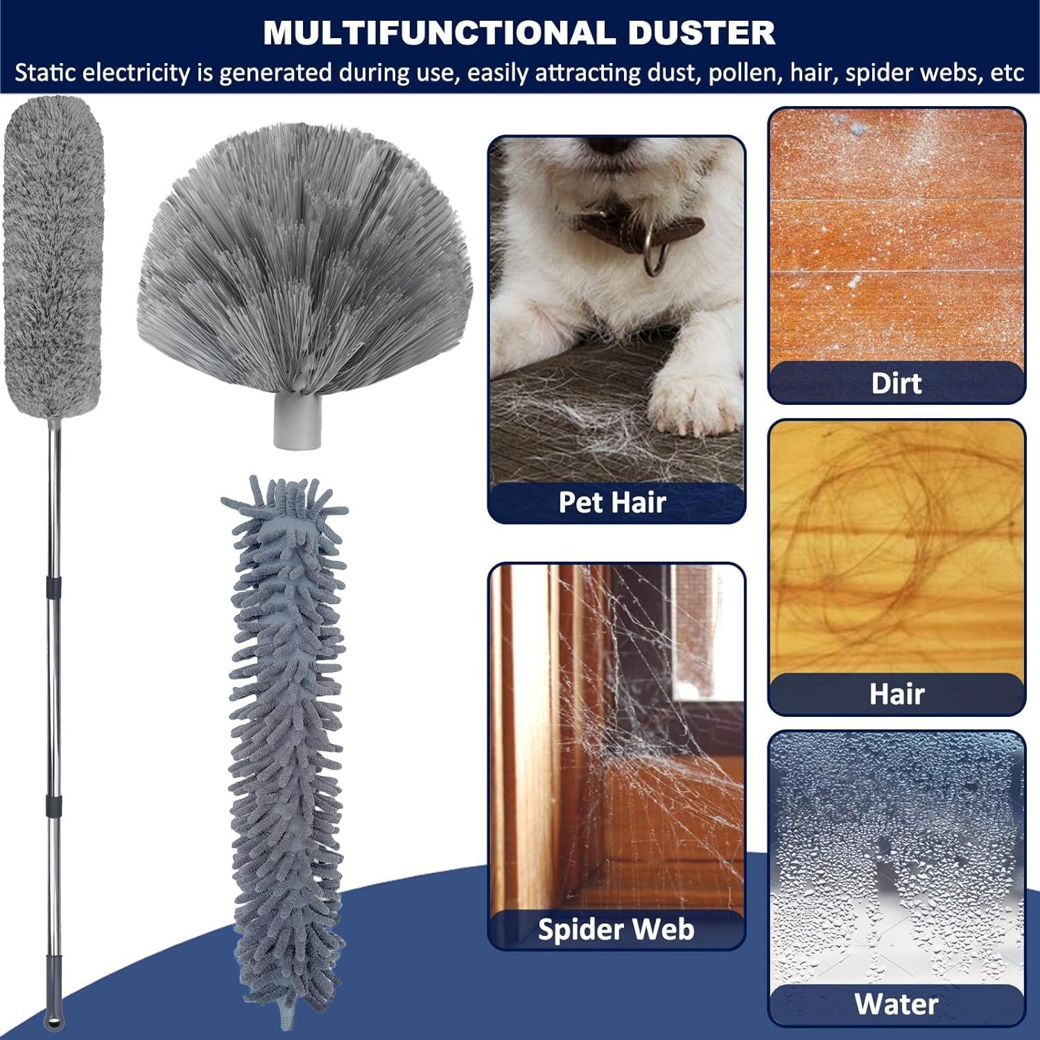 20+ Feet High Reach Duster Kit with 3-14 ft Extension Pole for Cleaning Fan, …