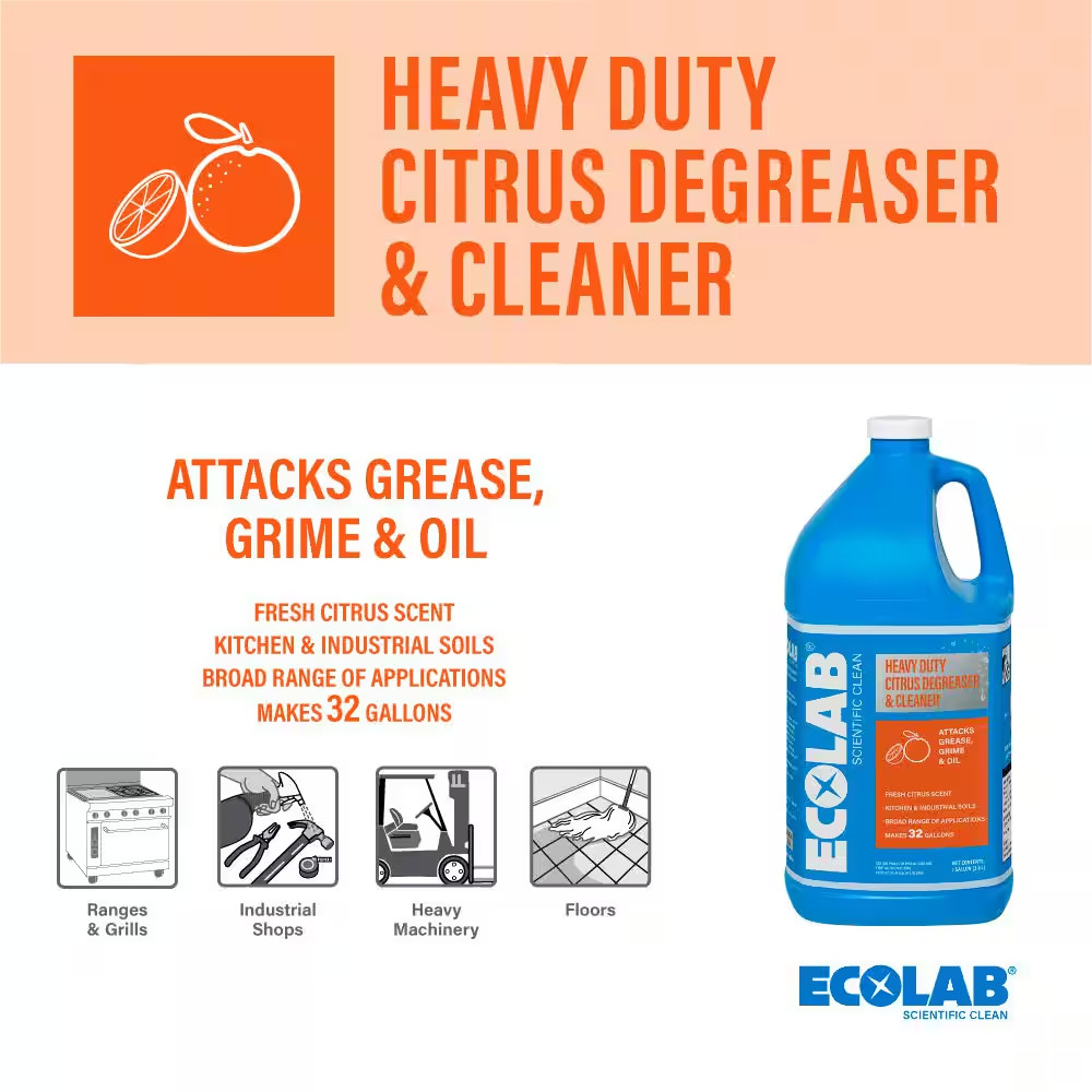 1 Gal. Heavy Duty Citrus Degreaser Concentrate Cleaner, Attacks Grease and Grime