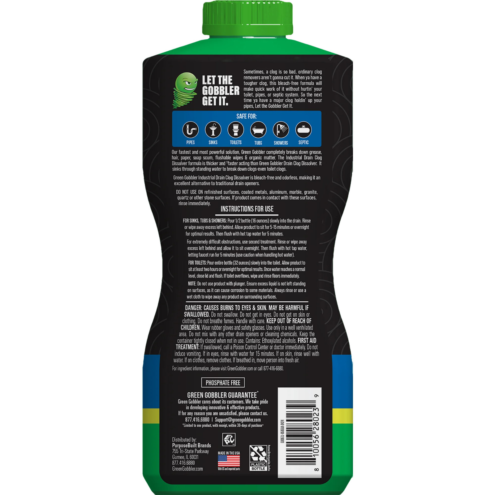 Green Gobbler Pro-Power Grease and Hair Clog Remover & Drain Opener Industrial