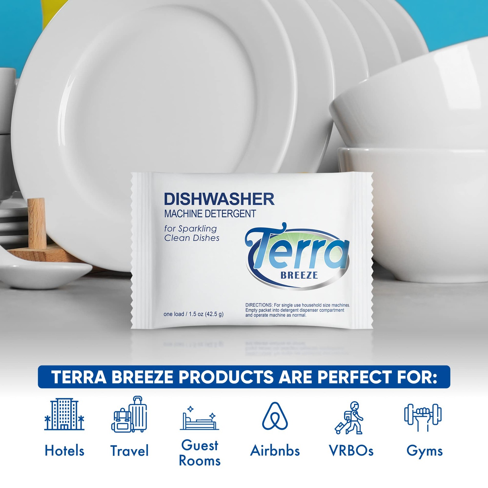 Terra Breeze Automatic Dishwasher Detergent Powder – 1.5 oz Packets (200 packs)