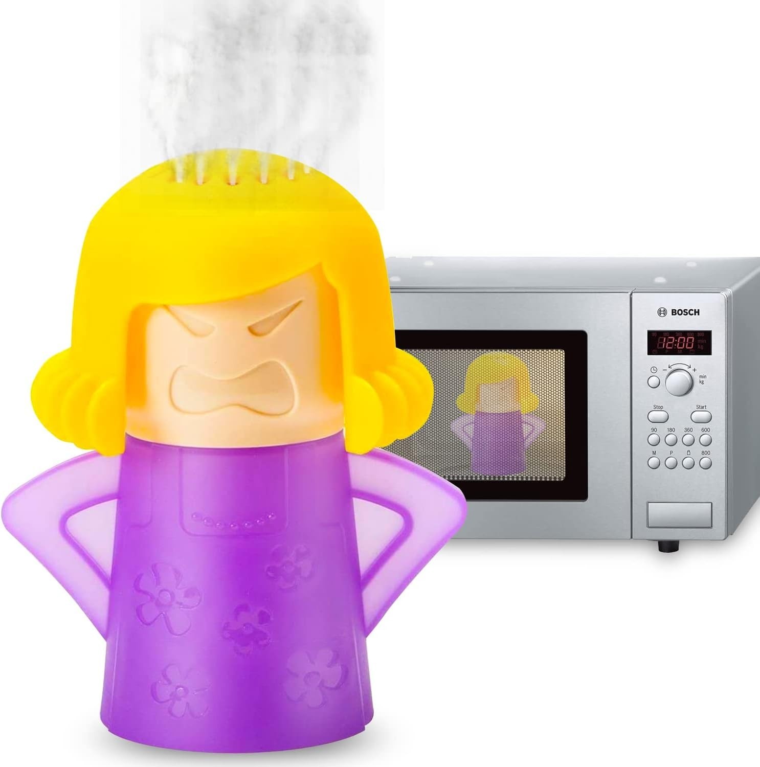 Angry Mama Microwave Cleaner, 2 PCS Steam Cleaner for Quick Cleaning in Purple