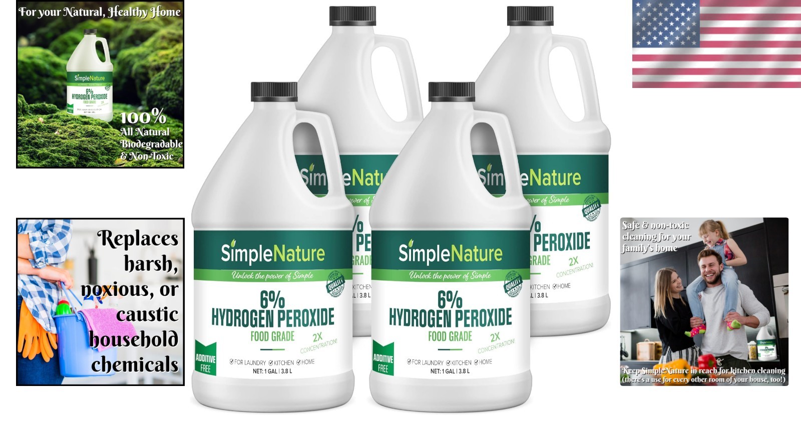 6% Food Grade H2O2 4 Gallons – Natural Hypoallergenic Multipurpose Cleaner