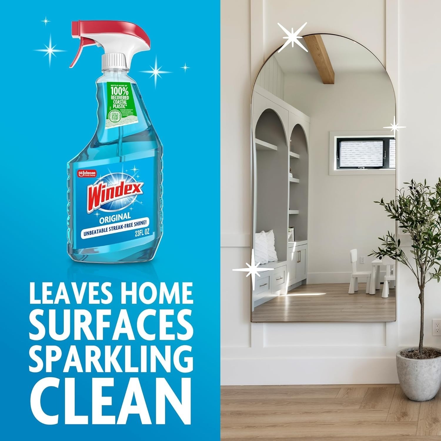 Windex Glass and Window Cleaner Spray Bottle, Original Blue, 23 fl oz pack of 2