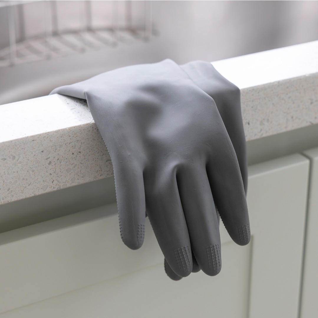 Made in Korea Premium Rubber Dishwashing Gloves 3 Pairs Long Cuff Non-Slip