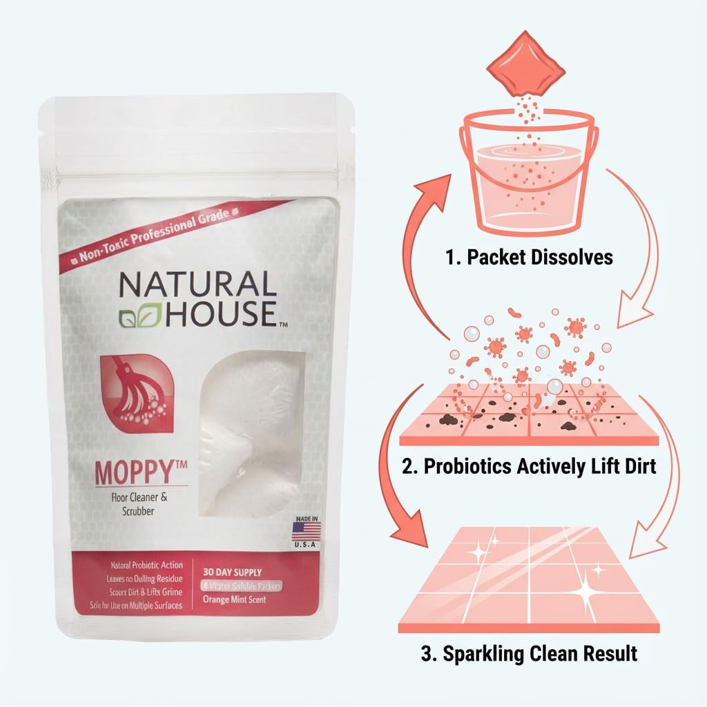 Natural House Moppy – Plant-Based Enzyme Floor Cleaner Pods – Hardwood, Tile,…