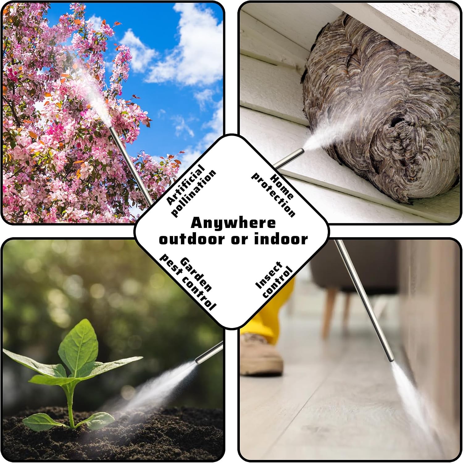 Powder Duster for Diatomaceous Earth, 14″-26.4″ Adjustable Telescopic Powder
