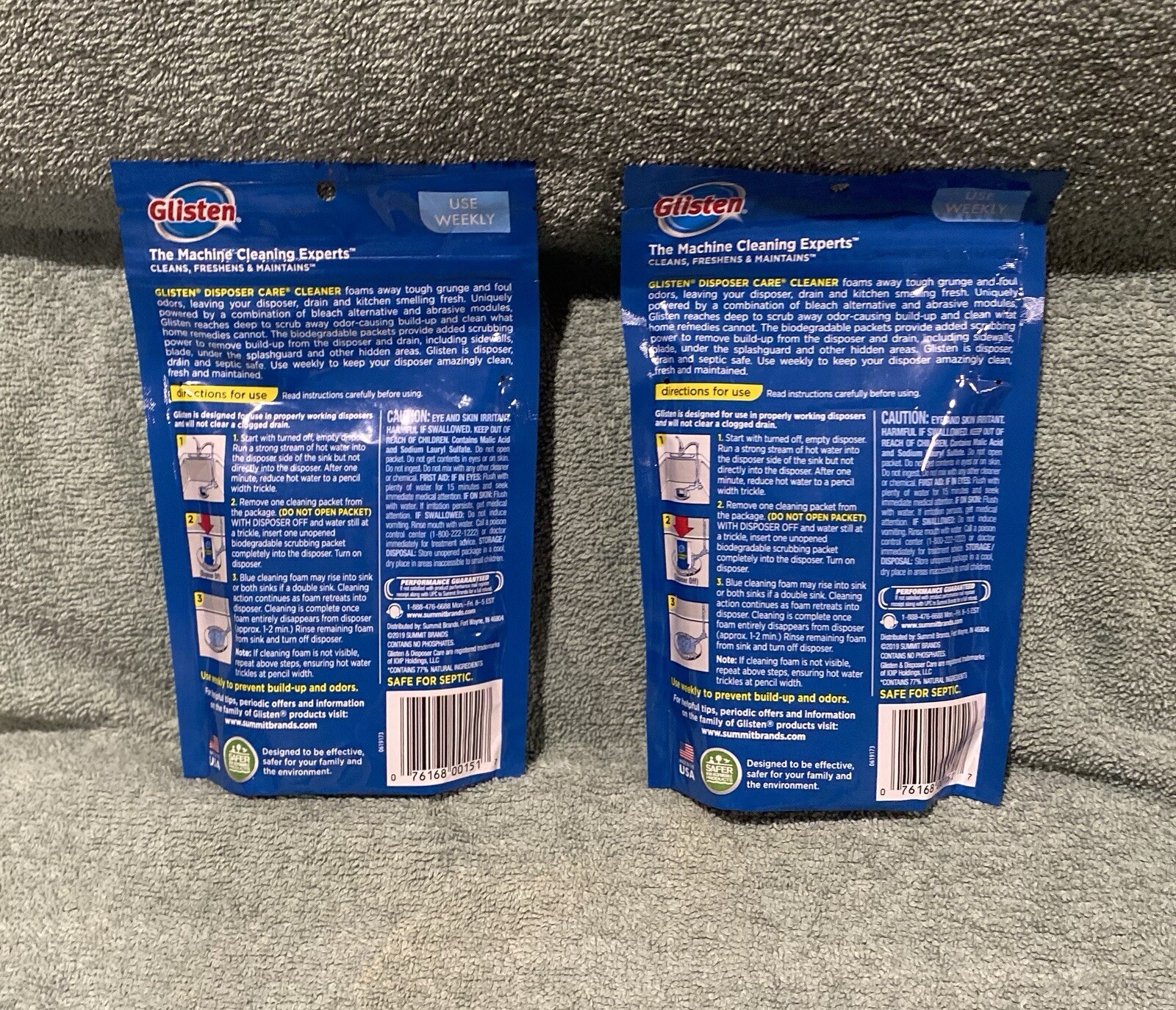 New Old Stock (2) Glisten Garbage Disposer Cleaner 4 Pouches USA