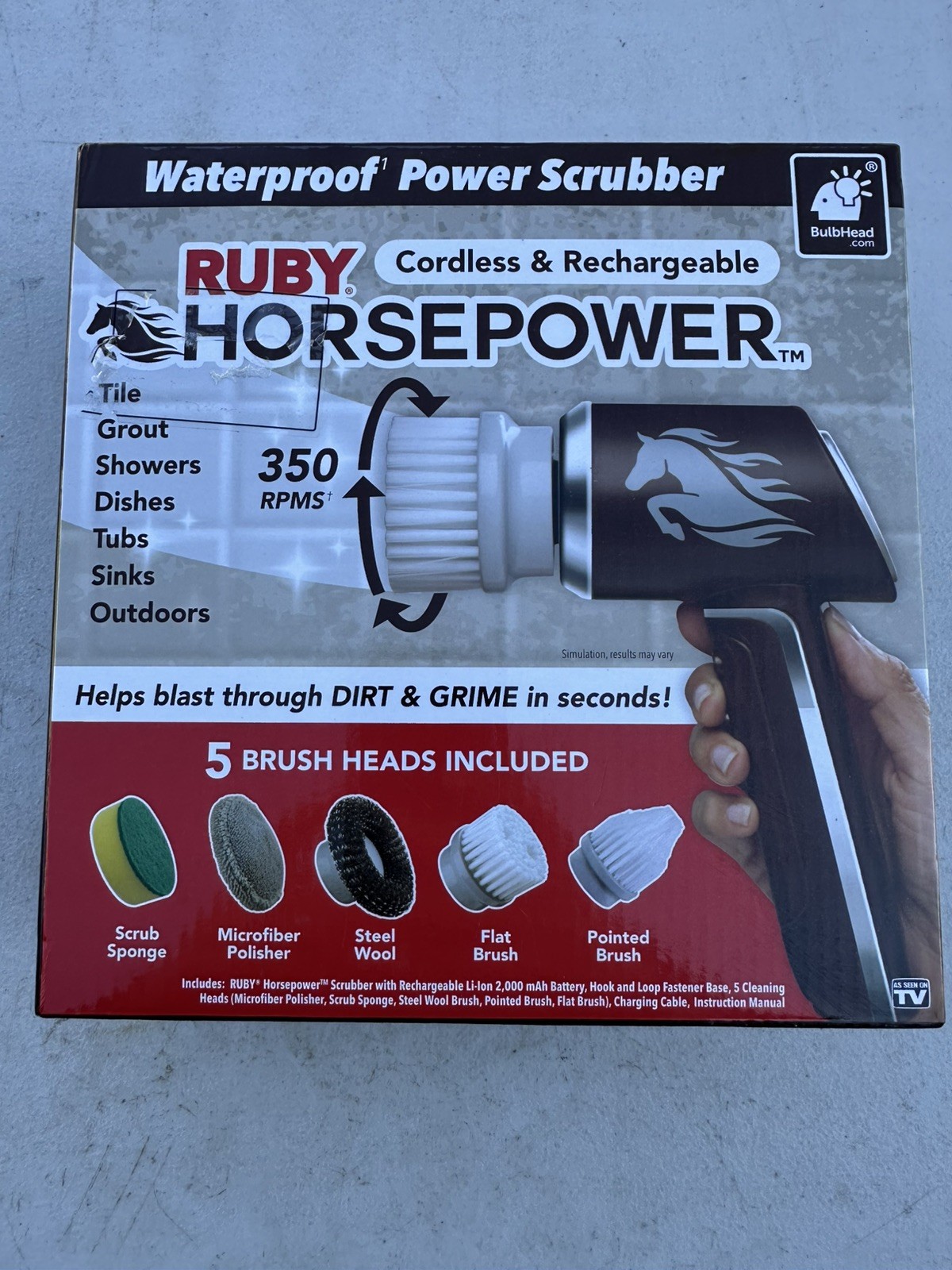 Ruby Horsepower Cordless Rechargeable Rotating Waterproof Power Scrubber