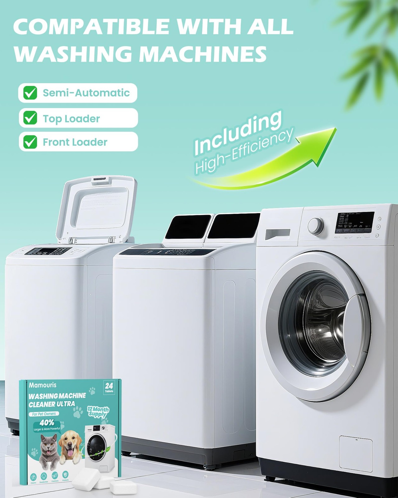 Mamouris Washing Machine Cleaner Tablets: 40% Stronger Cleaning Power, Deep Clea