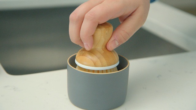 Detail Brush 2 in 1 Crevice Cleaning Grout Brush Stiff Bristle Bamboo Handle