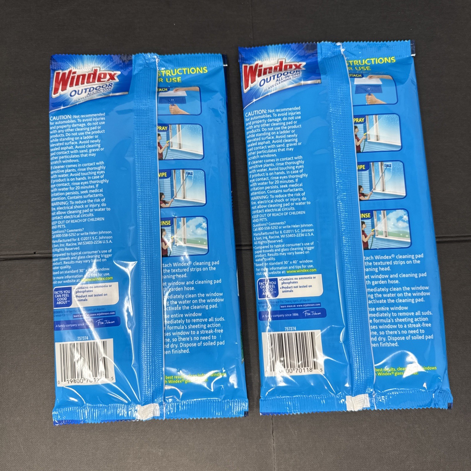 NEW 2x Windex Outdoor Glass Cleaning Pad Refills 4 Pads Total Sealed Discontined