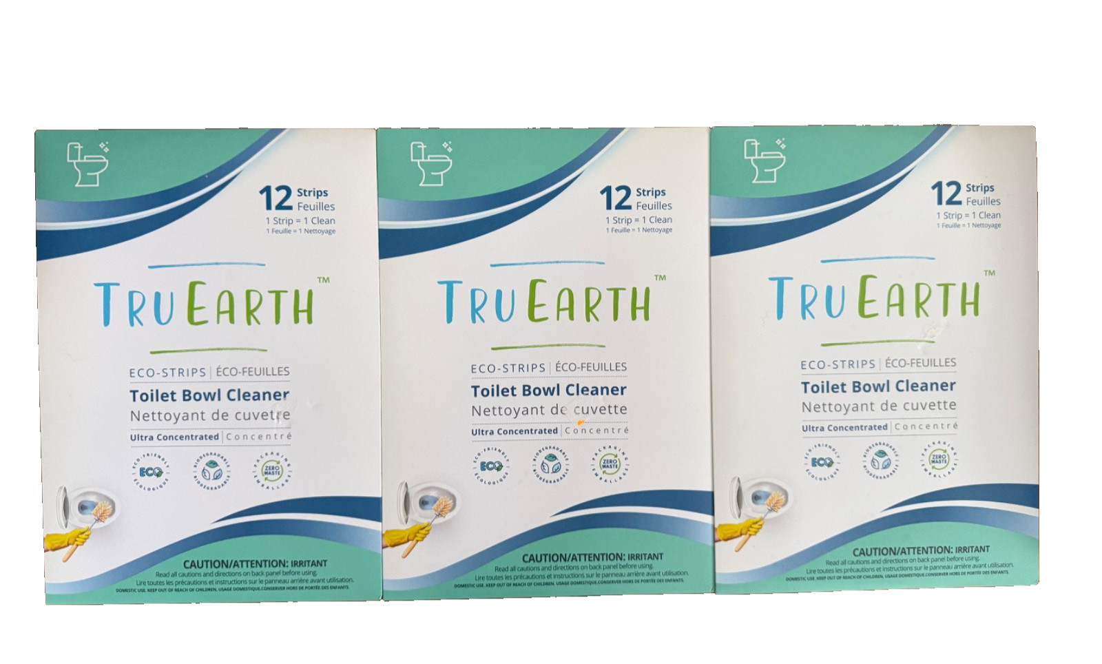 TRU EARTH Eco-Strips Toilet Bowl Cleaner 3 Packs = 36 Strips