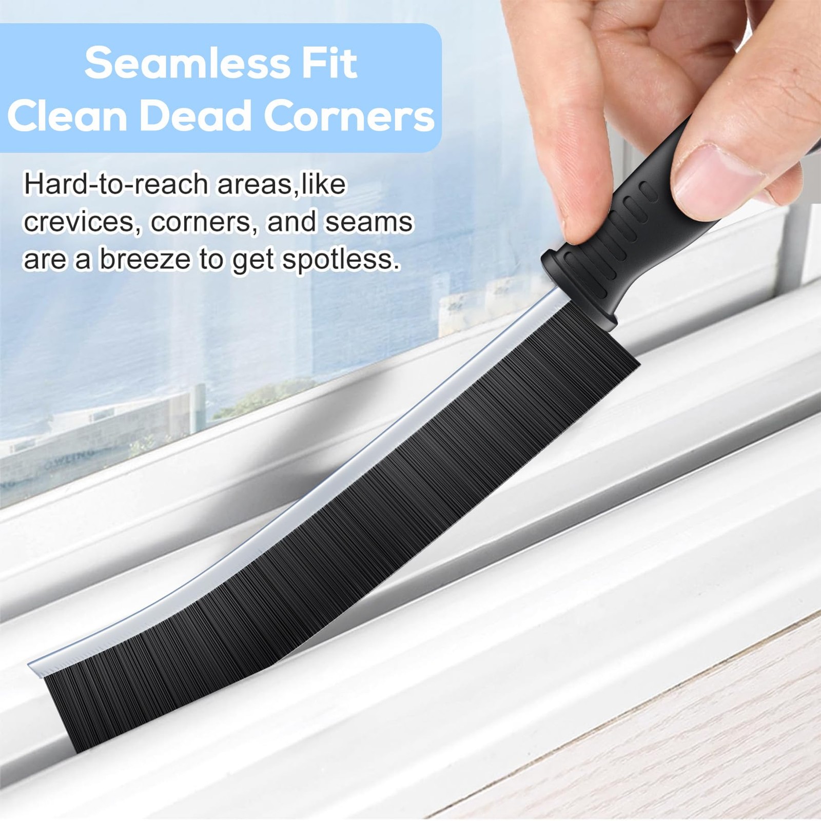 3 Pack Crevice Cleaning Brush with Handle Hard Bristle Crevice Cleaning Tool