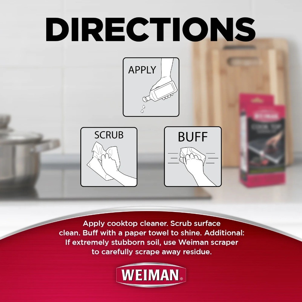 Weiman 5-In-1 Cook Top Complete Cleaning Kit, Scrubbing Pad and Scraper Tool